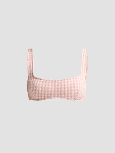Peony Women's Enamour Square Neck Bikini Top In Blush Gingham
