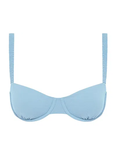 Peony Women's Holiday Balconette Bikini Top In Blue