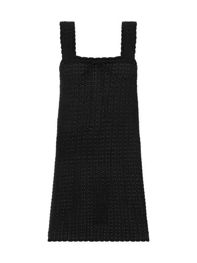 Peony Women's Pointelle Scalloped Minidress In Black