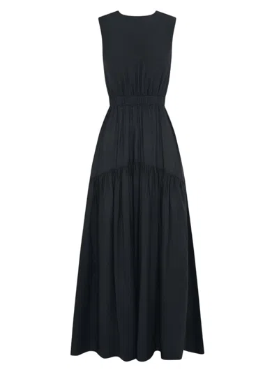 Peony Women's Silk-blend Sleeveless Maxi Dress In Noir