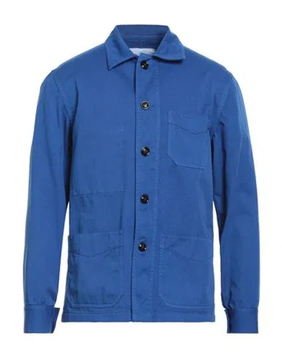 People (+)  Man Overcoat & Trench Coat Blue Size L Cotton