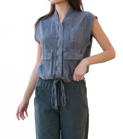 People Of Leisure Briar Vest In Vintage Black In Blue