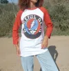 People Of Leisure Grateful Dead Stealie Baseball Tee In White/red