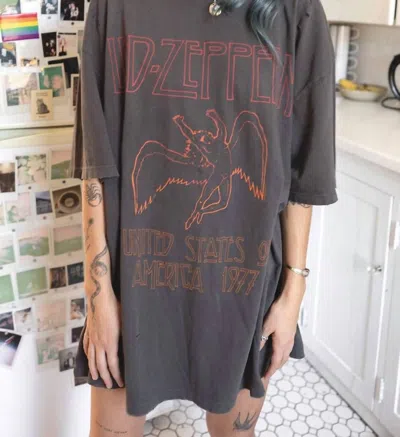 People Of Leisure Led Zeppelin Usa Tour 1977 Oversized Tee In Charcoal In Grey