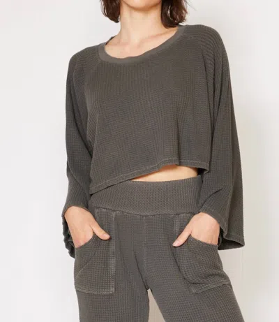 People Of Leisure Lotus Waffle Top In Vintage Black