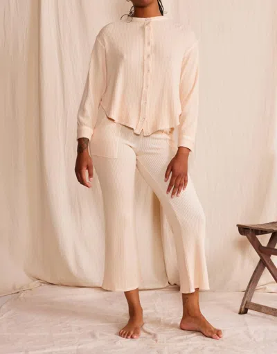People Of Leisure Quinn Waffle Top In Ecru