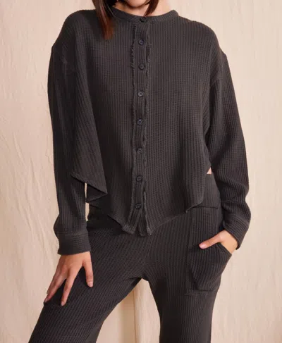 People Of Leisure Quinn Waffle Top In Vintage Black