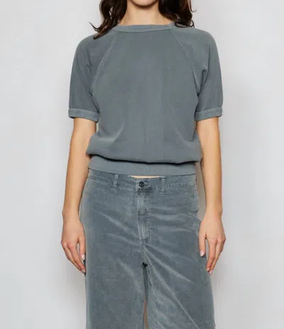 People Of Leisure Raglan Short Sleeve Top In Blue Grey
