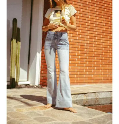 People Of Leisure Wanderer Flare Jeans In Blue In Silver