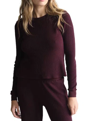 People Of Leisure Women's Maine Waffle Long Sleeve Tee In Merlot In Purple