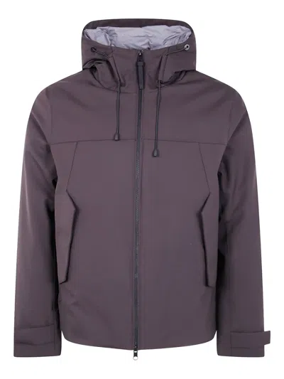 People Of Shibuya Hooded Logo-plaque Jacket In Brown