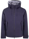 People Of Shibuya Hooded Zip-front Jacket In Blue