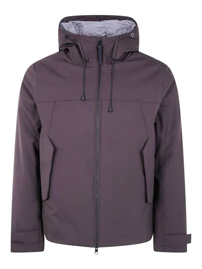 People Of Shibuya Hooded Logo-plaque Jacket In Brown
