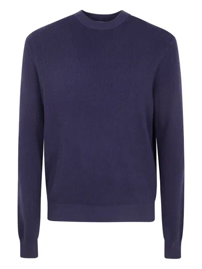 People Of Shibuya Ribbed Crew-neck Sweater In Blue
