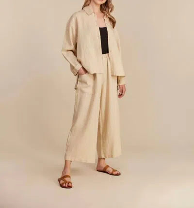 People Tree Daria Linen Shirt In Wheat In Gold