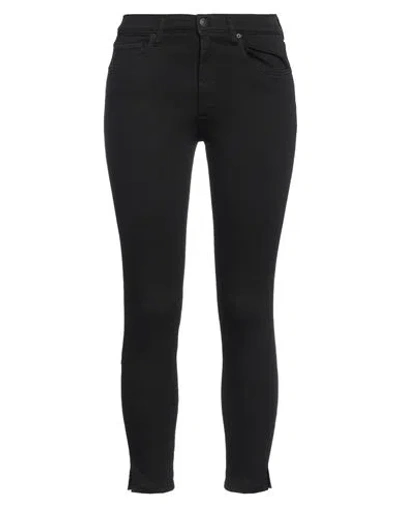 People (+)  Woman Denim Pants Black Size 27 Cotton, Elastomultiester, Elastane