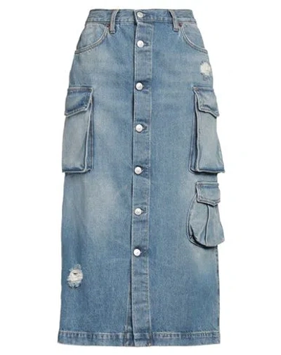 People (+)  Woman Denim Skirt Blue Size 28 Cotton