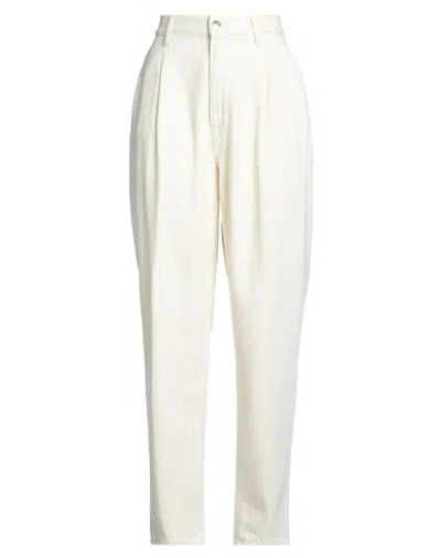 People (+)  Woman Jeans Cream Size 31 Organic Cotton In White