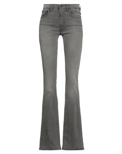 People (+)  Woman Jeans Grey Size 26 Cotton, Elastomultiester, Elastane In Gray