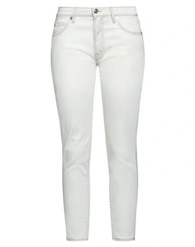 People (+)  Woman Jeans Ivory Size 26 Cotton, Elastomultiester, Elastane In White