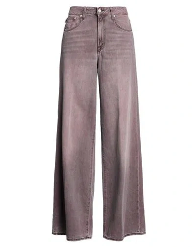 People (+)  Woman Jeans Mauve Size 32 Cotton, Recycled Cotton In Blue