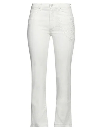 People (+)  Woman Jeans White Size 30 Cotton, Elastomultiester, Elastane