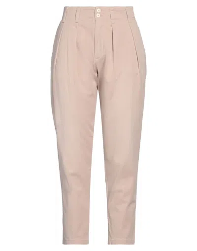 People (+)  Woman Pants Beige Size 8 Cotton, Elastane