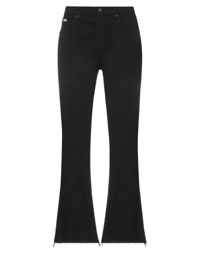 People (+)  Woman Pants Black Size 30 Cotton, Elastomultiester, Elastane