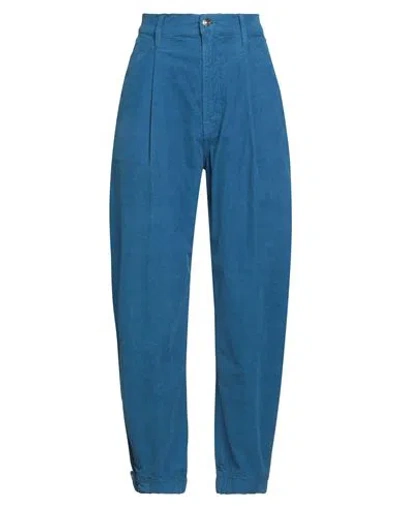 People (+)  Woman Pants Blue Size 26 Cotton, Elastane