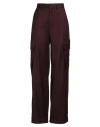 People (+)  Woman Pants Burgundy Size 6 Polyester, Viscose, Elastane In Red