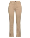 People (+)  Woman Pants Camel Size 26 Cotton, Elastomultiester, Elastane In Beige