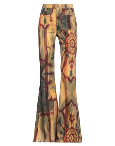 People (+)  Woman Pants Mustard Size 26 Cotton, Elastane In Yellow