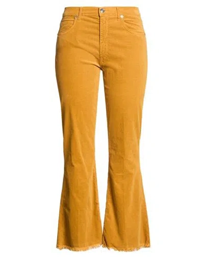 People (+)  Woman Pants Mustard Size 30 Cotton, Viscose, Elastane In Yellow