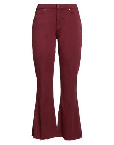 People (+)  Woman Pants Plum Size 32 Cotton, Elastomultiester, Elastane In Purple