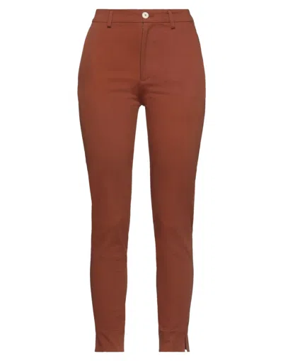 People (+)  Woman Pants Rust Size 4 Cotton, Elastane In Red