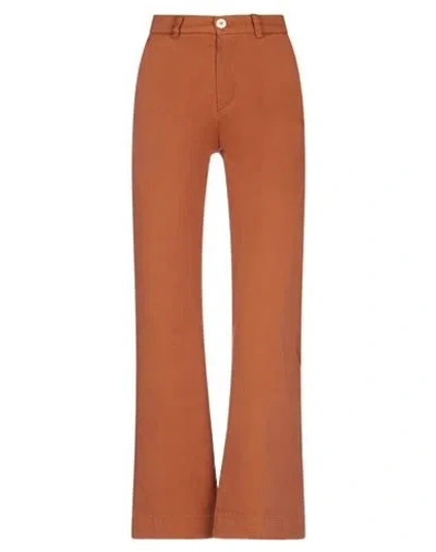 People (+)  Woman Pants Rust Size 8 Cotton, Elastane In Red