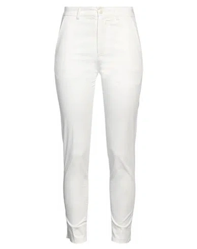 People (+)  Woman Pants White Size 2 Cotton, Elastane