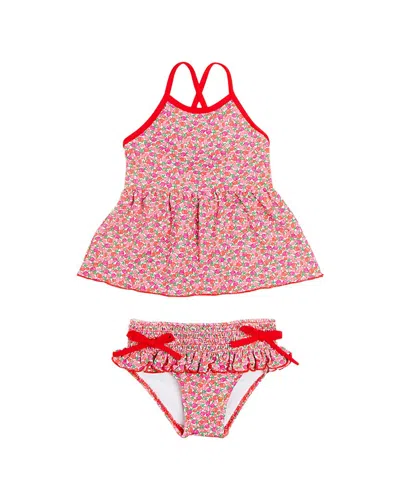 Pepa London Kids' 2pc Annie Floral Print Swim Set In Pink