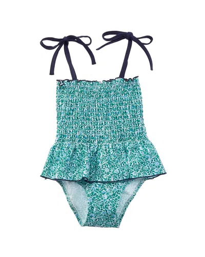 Pepa London Kids' Adelaide Floral Smock Detail One-piece In Green