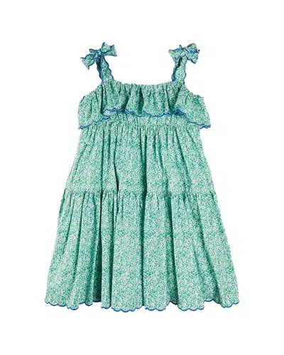 Pepa London Kids' Adelaide Floral Tiered Tie Strap Dress In Blue