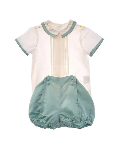 Pepa London Kids' Baby Boy Celebration Teal Linen-blend Bloomers In Neutral