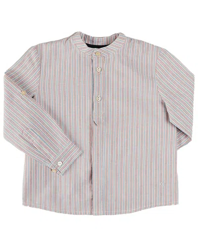 Pepa London Kids' Beaufort Striped Mao Collar Shirt In Gray