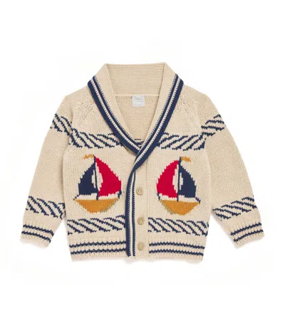 Pepa London Kids' Boat Knit Cardigan In Beige