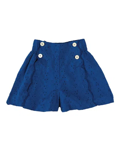 Pepa London Broderie Anglais Button Detail Short In Blue