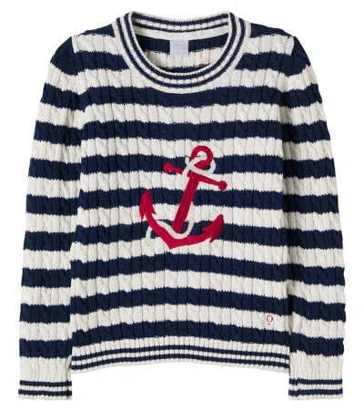 Pepa London Kids' Cable-knit Striped Cotton Sweater In Multi
