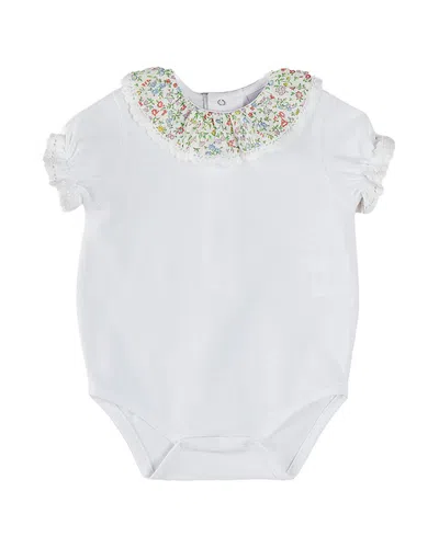 Pepa London Kids' Cordelia Embroidered Double Collar Bodysuit In White