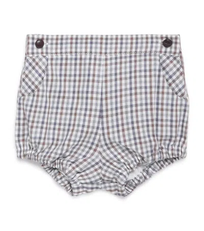 Pepa London Kids' Cotton-blend Check Print Bloomers In Gray