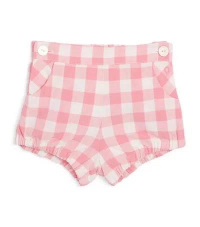 Pepa London Kids'  Cotton Gingham Shorts In Pink