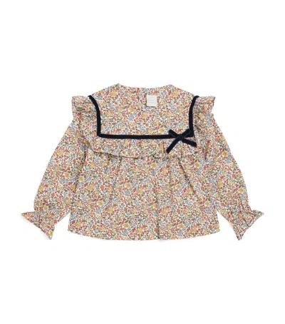 Pepa London Kids' Cotton Liberty Print Marianne Blouse In Brown