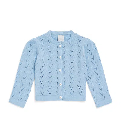 Pepa London Kids'  Cotton Openwork Cardigan In Blue